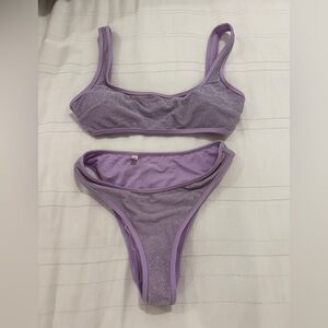Aerie Shine Lavender Shimmer Bikini Size XS